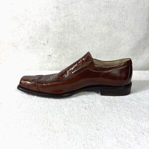 MAURI Brown Alligator Loafers Men Slip On Made in Italy Sz 8.5 Dress Shoes